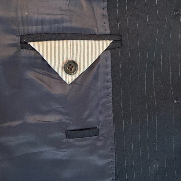 J Crew Super 120’s Blazer Suit Jacket 10T 10 Tall Black Pinstriped 2 Button Wool - Picture 6 of 11
